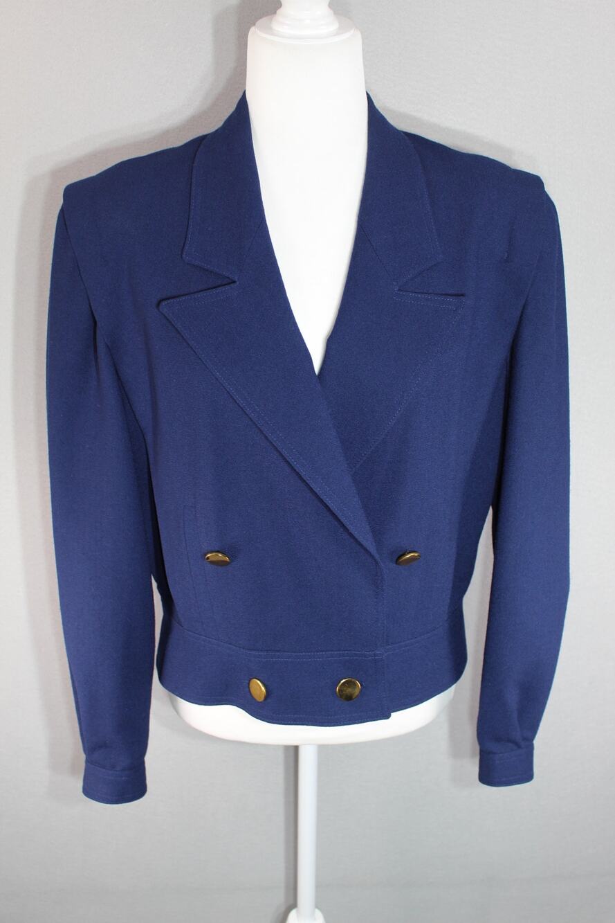 Vintage Chaus Double Breasted Cropped Blazer Jacket Women's 10 Wool Power Suit